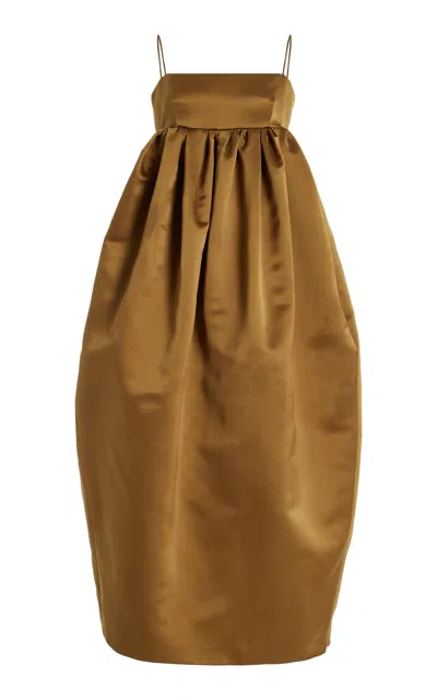 Adam Lippes Liet Dress In Duchess Satin In Bronze