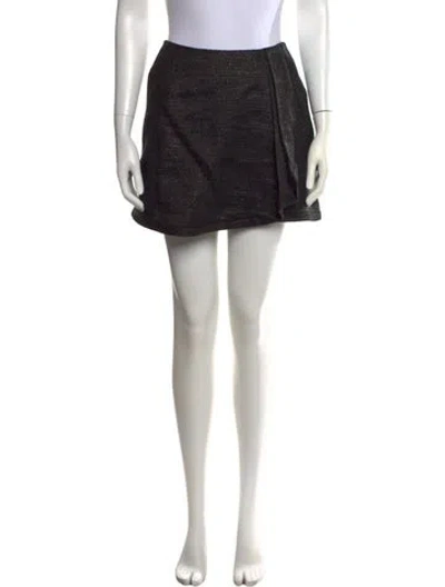 Pre-owned Adam Lippes Linen Mini Skirt In Black