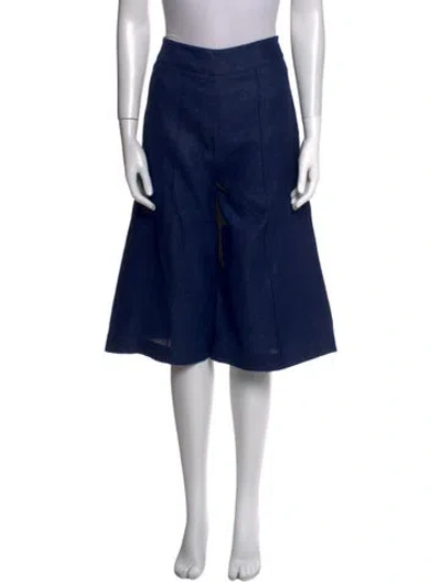 Pre-owned Adam Lippes Linen Wide Leg Pants In Blue