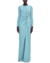 Adam Lippes Draped Silk Maxi Dress In Blue