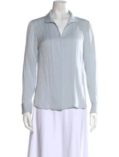 Pre-owned Adam Lippes Long Sleeve Blouse In Blue