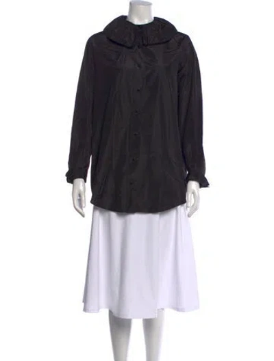 Pre-owned Adam Lippes Long Sleeve Button-up Top In Black