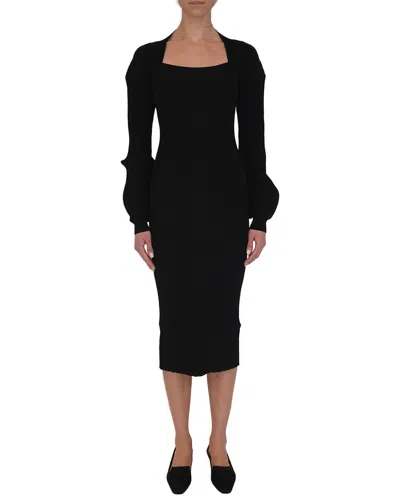 Adam Lippes Long Sleeve Knit Dress In Black