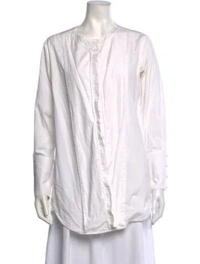 Pre-owned Adam Lippes Long Sleeve Top In White