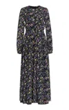 Adam Lippes Lorynn Dress In Printed Crepe De Chine In Black