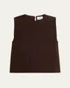 Adam Lippes Ludlow Sleeveless Crop Top In Brown