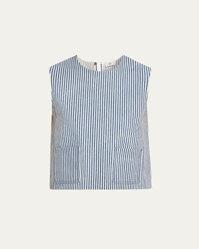 Adam Lippes Ludlow Striped Twill Sleeveless Top In Multi