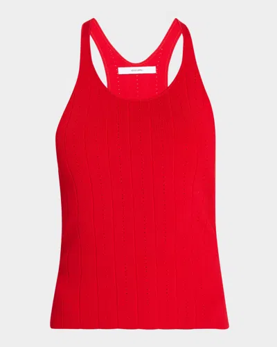 Adam Lippes Lumii Compact Jacquard Tank Top In Red