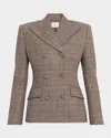 Adam Lippes Malone Check Double-breasted Jacket In Brown