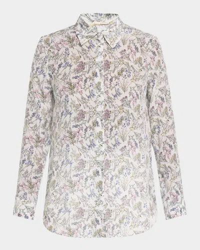 Adam Lippes Mathias Floral-print Crepe De Chine Button-down Shirt In White