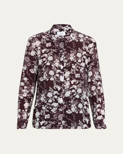 Adam Lippes Mathias Floral Silk Button-down Shirt In Aubergine Multi