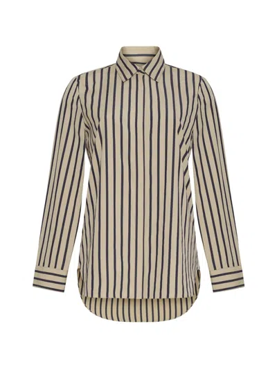 Adam Lippes Mathias Striped Shirt In Brown