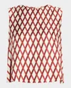 Adam Lippes Mercer Diamond Grid Print Silk Twill Top In Pattern