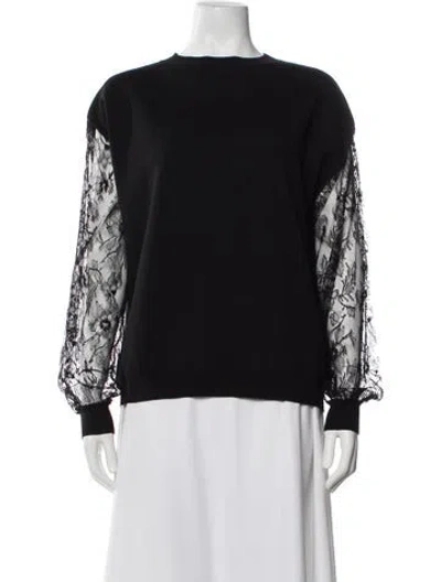 Pre-owned Adam Lippes Merino Wool Bateau Neckline Sweater In Black