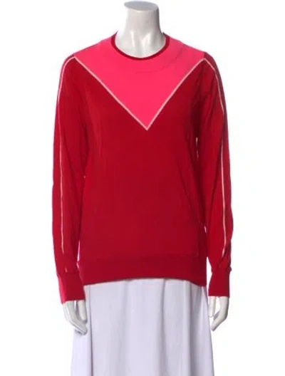 Pre-owned Adam Lippes Merino Wool Colorblock Pattern Sweater In Red