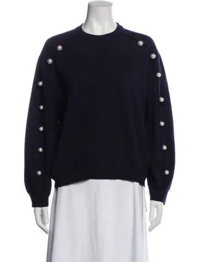 Pre-owned Adam Lippes Merino Wool Crew Neck Sweater In Blue