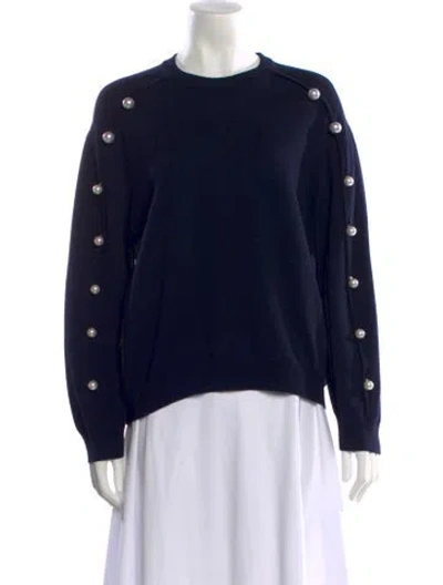 Pre-owned Adam Lippes Merino Wool Crew Neck Sweater In Blue