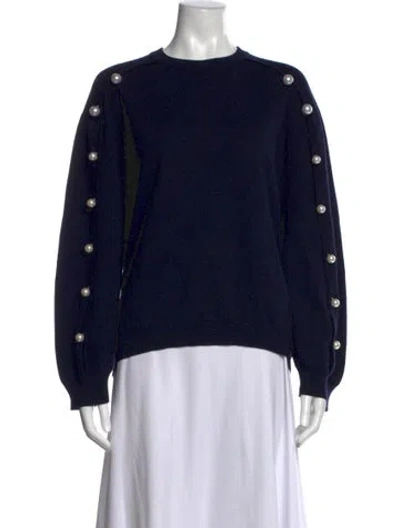 Pre-owned Adam Lippes Merino Wool Crew Neck Sweater In Blue