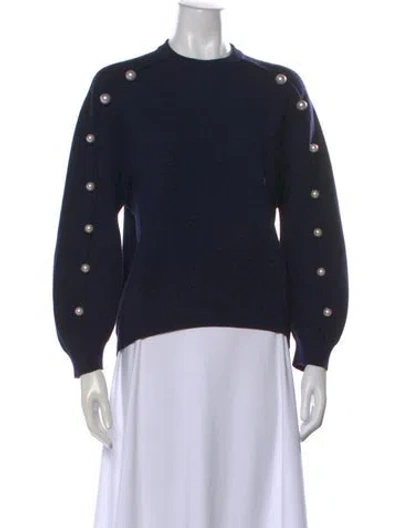 Pre-owned Adam Lippes Merino Wool Crew Neck Top In Blue