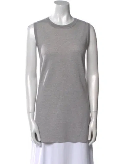 Pre-owned Adam Lippes Merino Wool Crew Neck Top In Gray