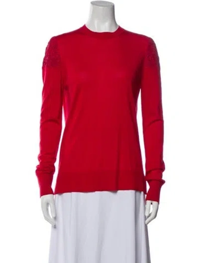 Pre-owned Adam Lippes Merino Wool Crew Neck Top In Red