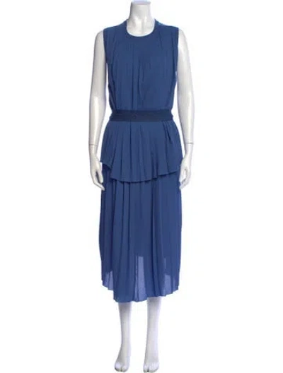 Pre-owned Adam Lippes Merino Wool Long Dress In Blue