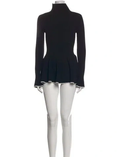 Pre-owned Adam Lippes Merino Wool Mini Dress In Black