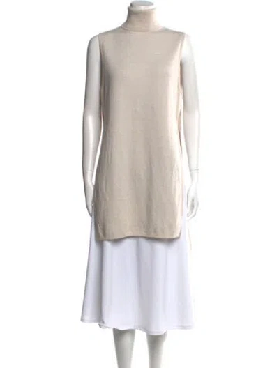 Pre-owned Adam Lippes Merino Wool Mock Neck Sweater In Neutral
