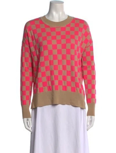 Pre-owned Adam Lippes Merino Wool Plaid Print Sweater In Pink