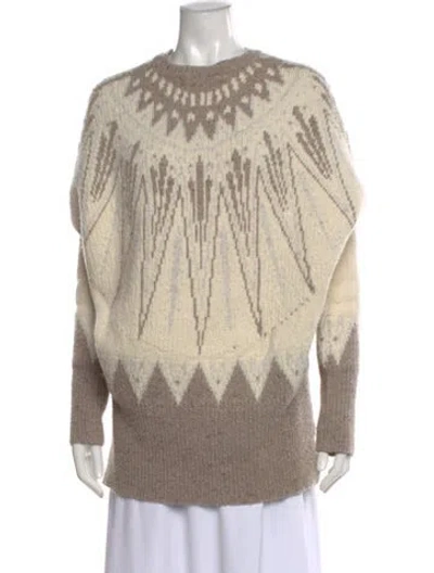 Pre-owned Adam Lippes Merino Wool Printed Sweater In Neutral