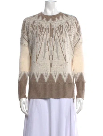 Pre-owned Adam Lippes Merino Wool Striped Sweater In Neutral