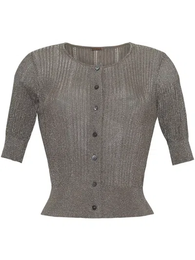 Adam Lippes Metallic Cardigan In Grey