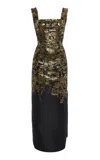 Adam Lippes Metallic Lacquer-jacquard Midi Sheath Dress