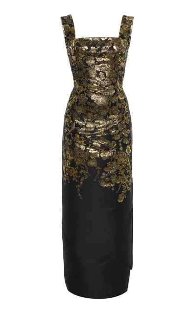 Adam Lippes Metallic Lacquer-jacquard Midi Sheath Dress