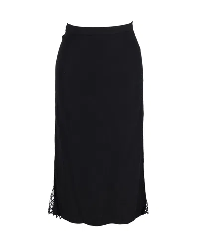 Adam Lippes Midi Skirt With Mesh Side In Black Silk