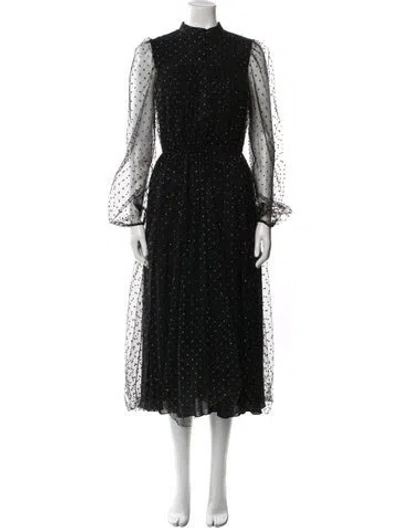 Pre-owned Adam Lippes Mock Neck Long Dress In Black
