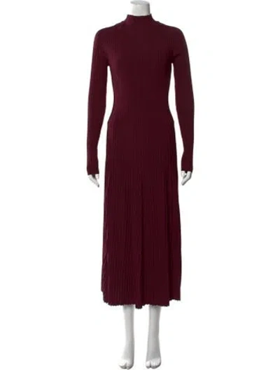 Pre-owned Adam Lippes Mock Neck Long Dress In Burgundy