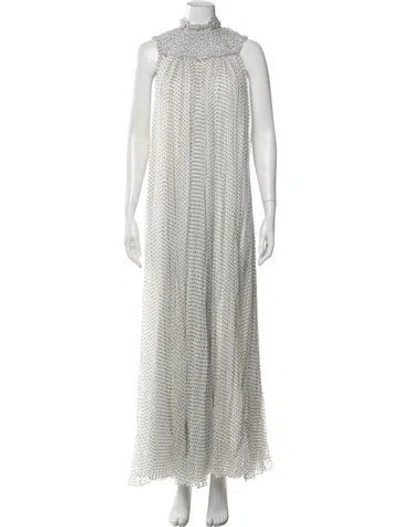 Pre-owned Adam Lippes Mock Neck Long Dress In Multi