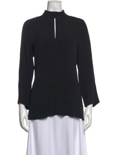Pre-owned Adam Lippes Mock Neck Long Sleeve Top In Black