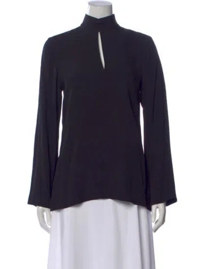 Pre-owned Adam Lippes Mock Neck Long Sleeve Top In Blue