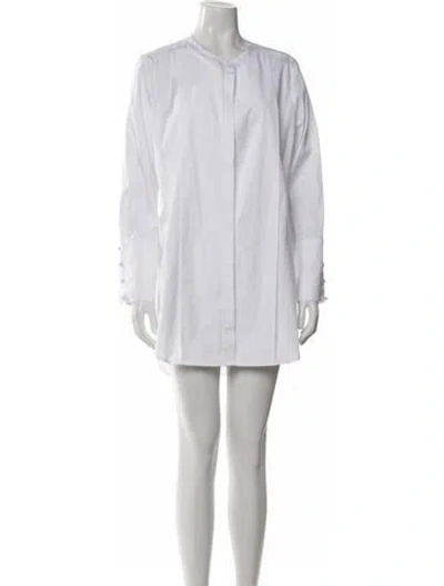 Pre-owned Adam Lippes Mock Neck Long Sleeve Tunic In White