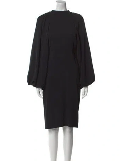 Pre-owned Adam Lippes Mock Neck Midi Length Dress In Black