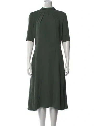 Pre-owned Adam Lippes Mock Neck Midi Length Dress In Green