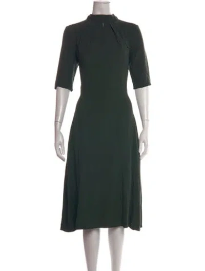 Pre-owned Adam Lippes Mock Neck Midi Length Dress In Green