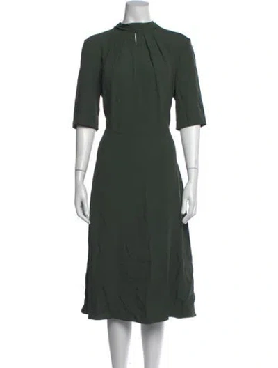 Pre-owned Adam Lippes Mock Neck Midi Length Dress In Green