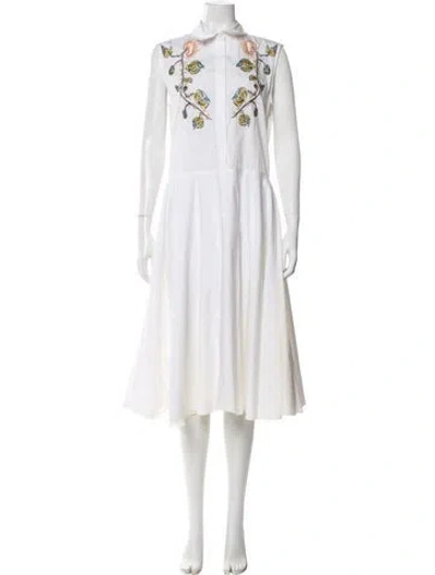 Pre-owned Adam Lippes Mock Neck Midi Length Dress In White