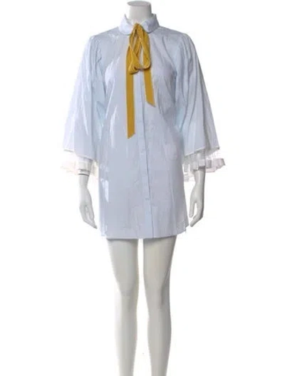 Pre-owned Adam Lippes Mock Neck Mini Dress In Blue