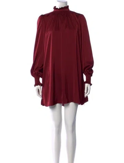 Pre-owned Adam Lippes Mock Neck Mini Dress In Burgundy