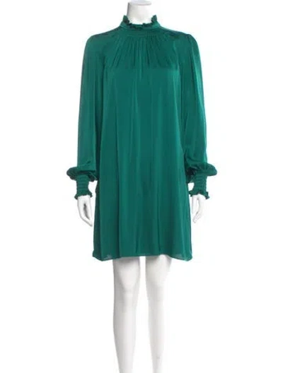 Pre-owned Adam Lippes Mock Neck Mini Dress In Green