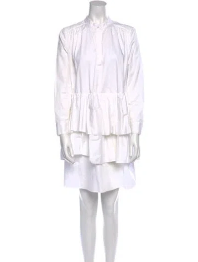 Pre-owned Adam Lippes Mock Neck Mini Dress In White